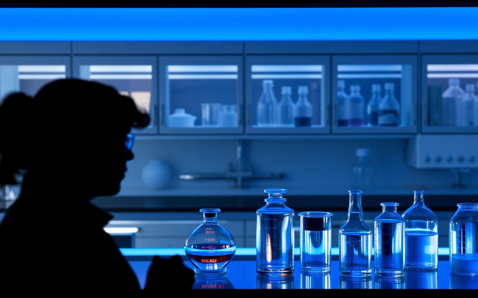 Laboratoire scientifique éclairé en bleu
